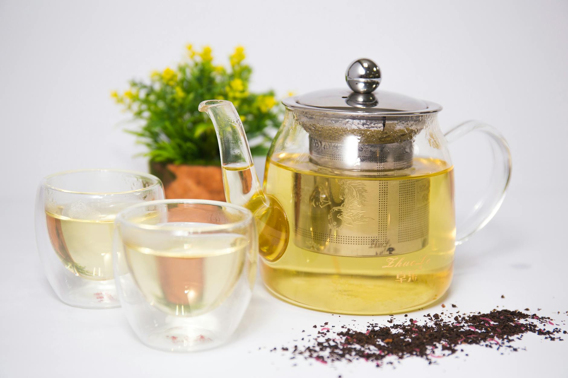 clear glass teapot set